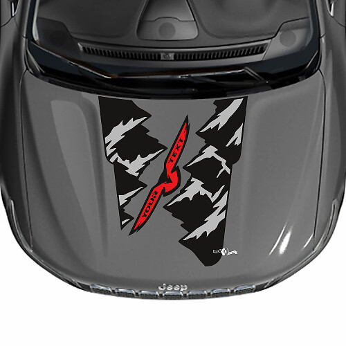 Jeep Cherokee Trailhawk Mountains Hood Vinyl Decal Sticker Graphic
