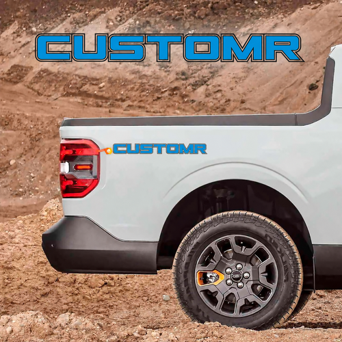 CUSTOMR Blue Double Outline Lettering Pair Bedside Vinyl Decal Sticker for Ford F-250