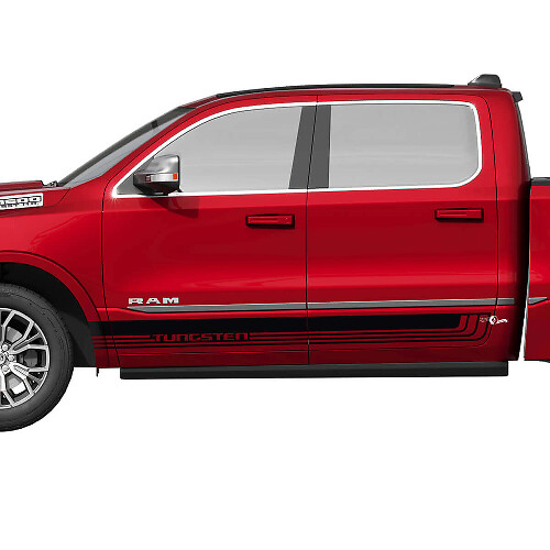 Tungsten Lettering Vintage Stripes Side Vinyl Decal Kit for RAM 1500 Tungsten