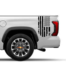 USA Flag Logo Bed Side Destroyed Grunge Stripes Vinyl Decal Stickers For Toyota Tundra 3