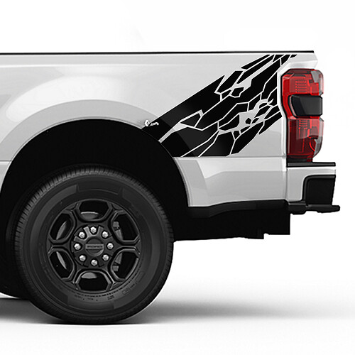 Ford F150 F250 F350 Splash Grunge Skin Style Decal Kit - Bedside Vinyl Sticker Set Side Graphics
