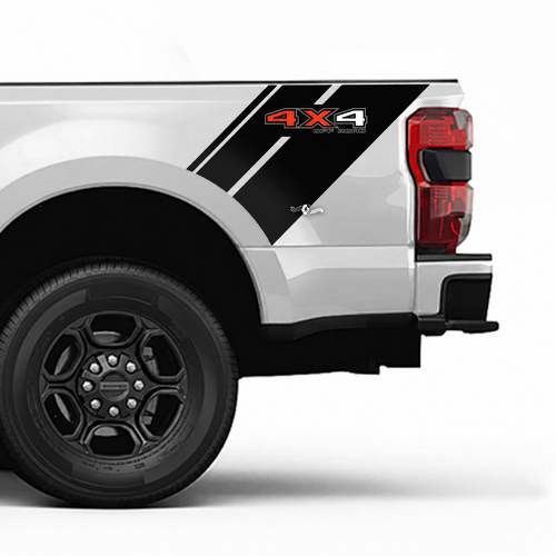 4X4 Off Road Diagonal Bed Stripe Pair Vinyl Decal for Ford F-350