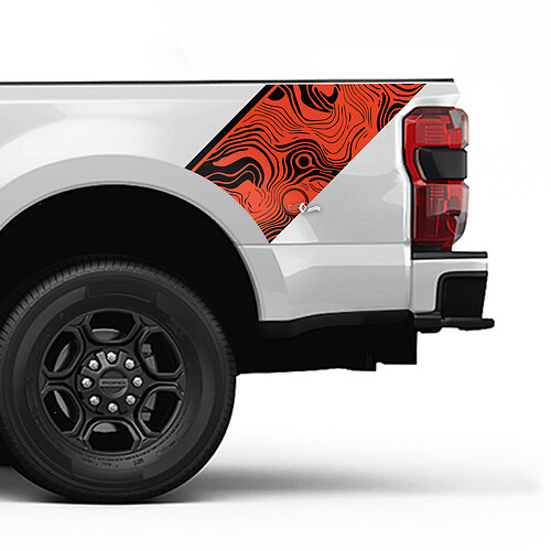 Ford Topographic Map Bed Side Stripes Decal Kit Vinyl Sticker Set Side Graphics
