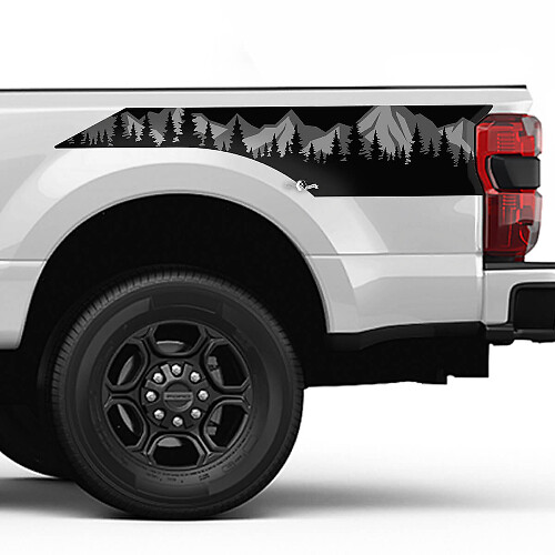 Mountains and trees Bed Side Stripes Decal Kit Vinyl Sticker Set Side Graphics for Ford Trucks
