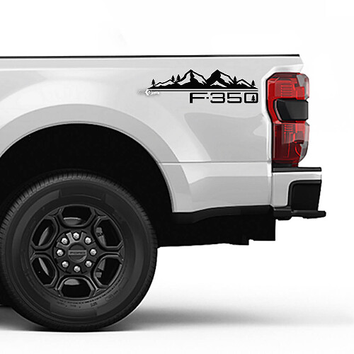 F350 Mountains Trees Bed Side Stripes Decal Kit Vinyl Sticker Set Side Graphics for Ford Trucks
