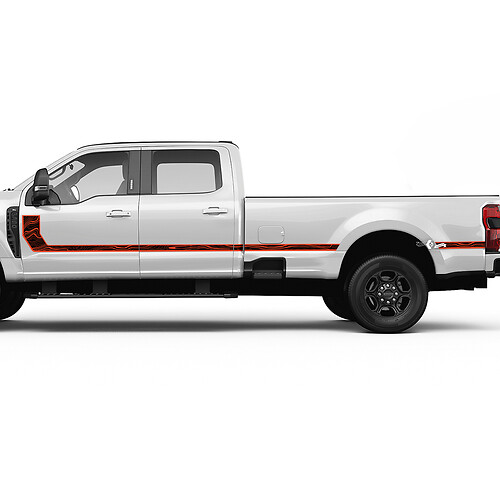 Topographic Map F350 Side Stripes Decal Kit Vinyl Sticker Graphics for Ford Trucks
