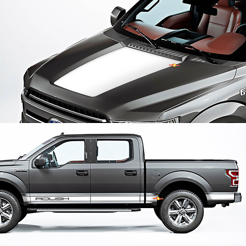 Side Rocker Panel and Hood Decal Graphic fit to Ford F150 Raptor Roush Package
