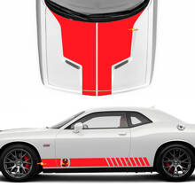 Racing Cobra Kai Style Stripes Hood and Side Vinyl Decals for Dodge Challenger _3