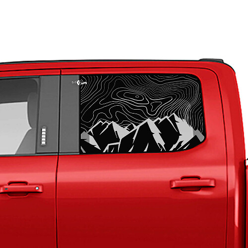Mountains Topographic Map Side Window Decal Vinyl Sticker Graphics for Ford Trucks 1