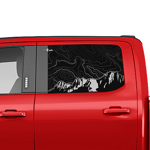 Side Mountains Topographic Map Window Decal Vinyl Sticker Graphics for Ford Trucks 2
