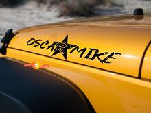 Oscar Mike Distressed Star Hood Side Vinyl Decal Pair for Jeep Wrangler _2