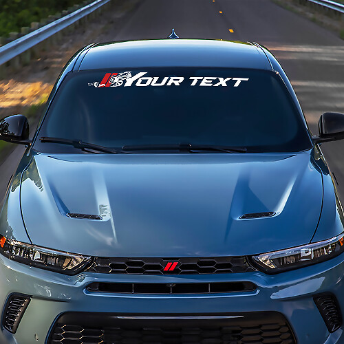 Hornet Logo and Custom Text Windshield Banner Vinyl Decal for Dodge Hornet
