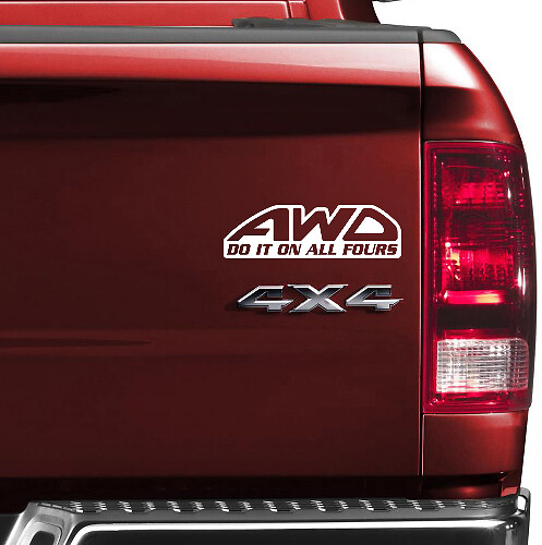 AWD Do It On All Fours Truck Rear Side Vinyl Decal Set