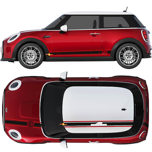AC Schnitzer Style Hood Roof Side Stripes Vinyl Decal Kit For MINI Cooper _1