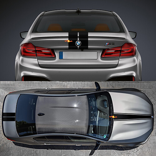 Hood and Trunk Racing Dual Stripes Decal Sticker Kit for BMW M5
