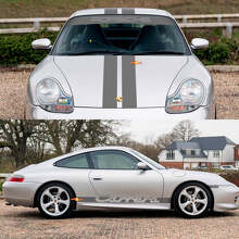 Kit d’autocollants rétro en rayures Carrera pour capot latéral de pare-brise 2 pour Porsche 911 2