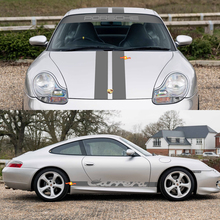 Porsche 911 Carrera Dual Central Stripes Retro Hood Side Windshield Decal Sticker Kit
 2