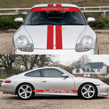 Porsche 911 Carrera Dual Central Stripes Retro Hood Side Windshield Decal Sticker Kit
 3