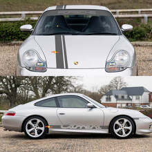 Porsche 911 Carrera Dual Central Stripes Retro Hood Side Windshield Decal Sticker Kit
 2
