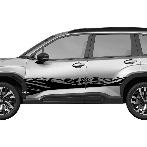 Mountains Side Doors Rocker Panel Racing Stripes Vinyl Decal - Graphic Sticker universal fit Suba 4
