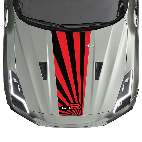 GT-R Logo JDM Style Stripe Hood Vinyl Decal Sticker for Nissan GT-R