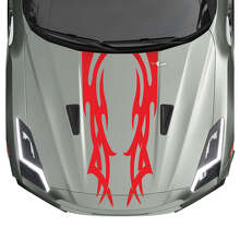 Hood Dual Tribal Graphics Stripes Decal Kit for Nissan GT-R
 3