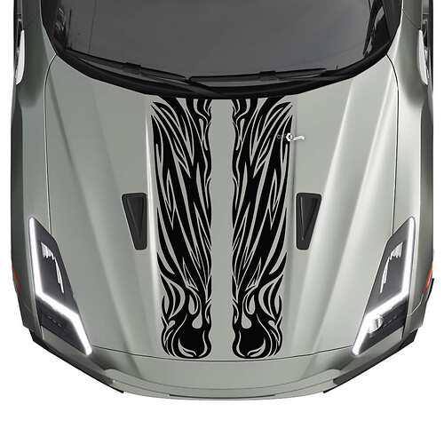 Hood Dual Tribal Graphics Stripes Decal Kit for Nissan GT-R 2
