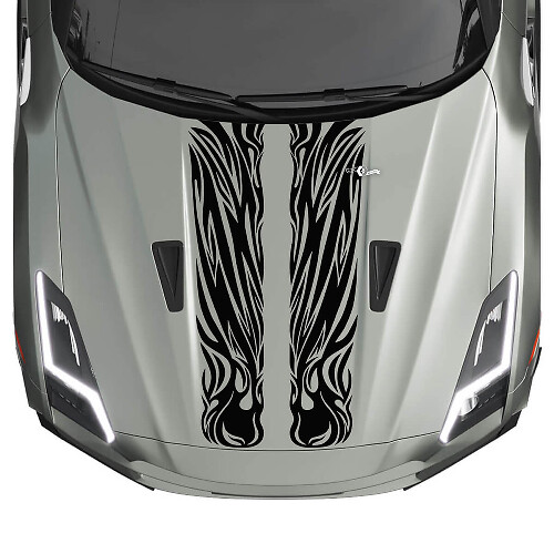 Hood Dual Tribal Graphics Stripes Decal Kit for Nissan GT-R 2
