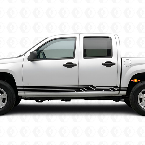 Angular Lightning Door & Rocker Panel Vinyl Stripes for Chevrolet Colorado 1st Gen 2004-2012