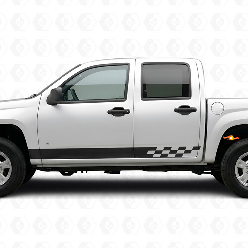 Checkered Lightning Door & Rocker Panel Vinyl Stripes for Chevrolet Colorado 1st Gen 2004-2012