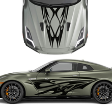 Hood and Sides Dual Tribal Tattoo Graphics Stripes Decal Kit for Nissan GT-R 3
 2