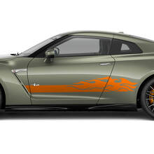 Side Doors Flames Stripes Decal Kit for Nissan GT-R
 3