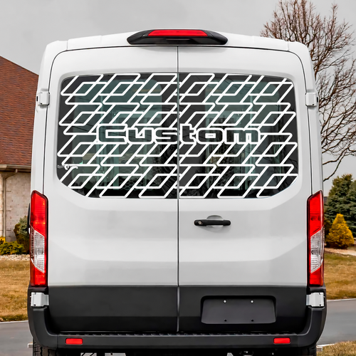 Custom Linked Diamond Pattern Rear Window Vinyl Decal Sticker for Ford Transit
