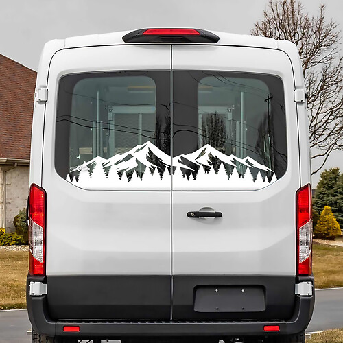 Ford Transit Rear Window Mountains Forest Vinyl Decal Sticker
