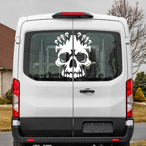 Ford Transit Rear Window Skull Vinyl Decal Sticker
