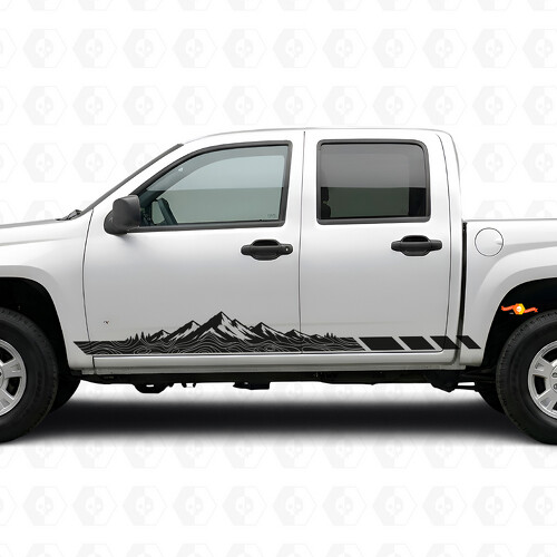 Mountain Topographic Door & Rocker Panel Vinyl Stripes for Chevrolet Colorado 1st Gen 2004-2012