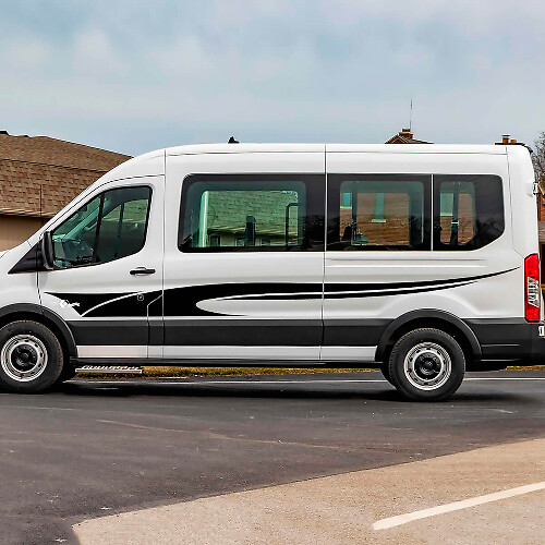 Ford Transit Checkered Flag Stripes Side Doors Graphics Vinyl Decal Sticker
 1