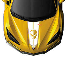 Jake Skull Hood Stripe Vinyl Decal For Chevy Corvette C8 _2