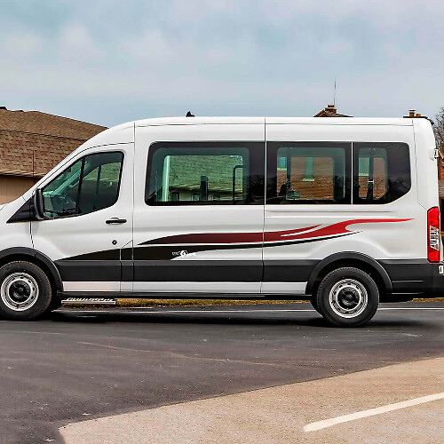 Flame Gradient Side Door Stripes Graphics Vinyl Decal Sticker for Ford Transit