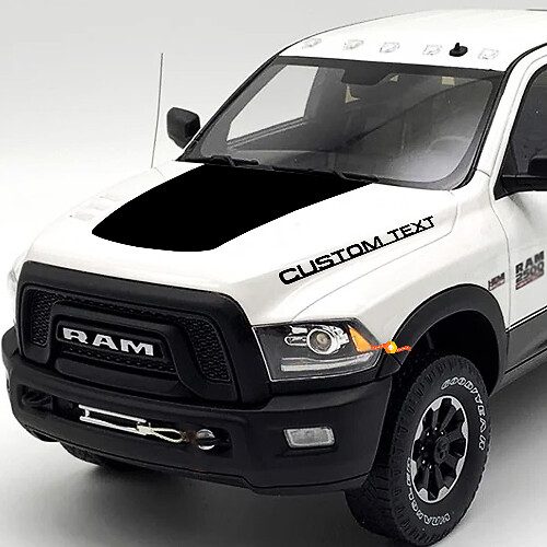 Blackout & Custom Text Hood Vinyl Decals Kit for Dodge Ram 2500