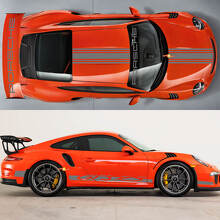 Stickers Kit Hood Roof Tail Spoiler Stripes Martini Style Decal Sticker for Porsche 991 gt3 RS
 3
