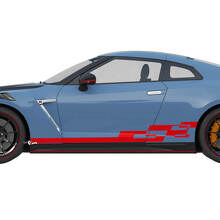 Side Checkered Graphics Stripes Decal Kit for Nissan GT-R
 2