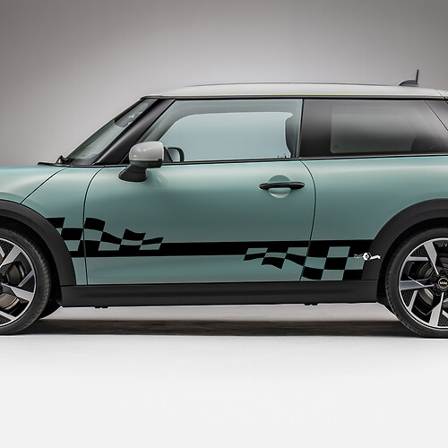 Side Racing Checkered stripes graphics decal for Mini Cooper S 3
