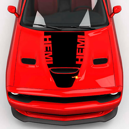 Hood Wrap Central Hemi Hood Blackout Vinyl Decal Sticker for Dodge Challenger 2
