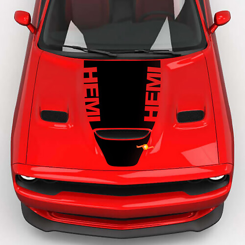 Hood Wrap Central Hemi Hood Blackout Vinyl Decal Sticker for Dodge Challenger 2
