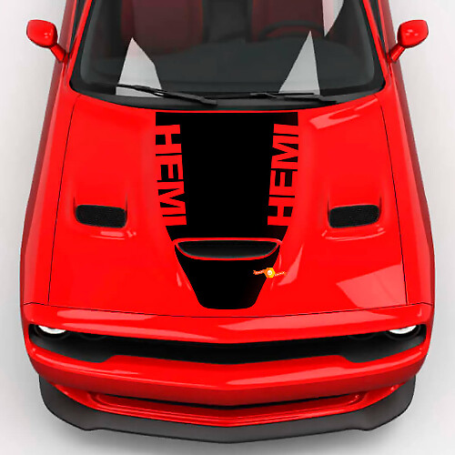 Hood Wrap Central Hemi Hood Blackout Vinyl Decal Sticker for Dodge Challenger 2
