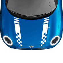 Hood Checkered Racing Stripes Rally Decal graphics sticker for MINI Cooper S
 2