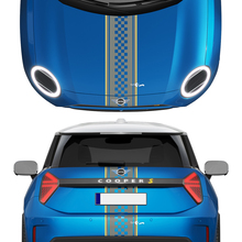 Hood and Rear Checkered stripes Mini Cooper Vinyl graphics decal Sticker for Mini Cooper S
 2