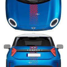 Hood and Rear Checkered Stripe Mini Cooper Vinyl graphics decal Sticker for Mini Cooper S 3