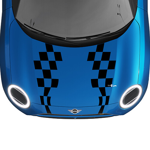 Hood Checkered stripes Mini Cooper Vinyl graphics decal Sticker for Mini Cooper
 1